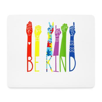 Be Kind Rainbow Fist LGBTQ - Mousepad (Querformat) - Weiß - Vorne