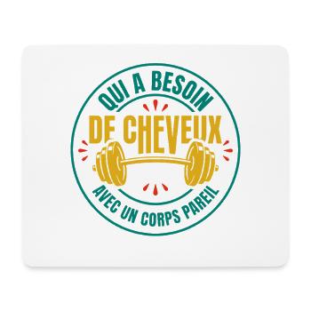 Humour Chauve Musculation Gym - Tapis de souris (format paysage) - blanc - Devant