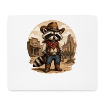 Waschbär Cowboy im Westen - Mousepad (Querformat) - Weiß - Vorne