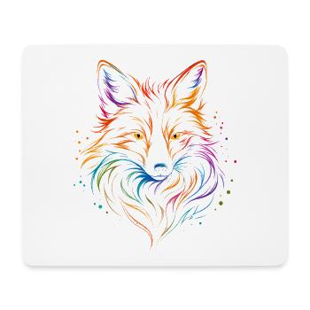 Fuchs Line Art – Farbenfrohes Fox Design - Mousepad (Querformat) - Weiß - Vorne