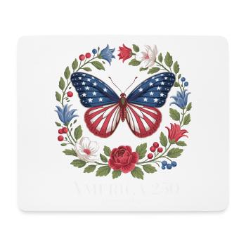 America 250 Patriotischer Schmetterling 4. Juli - Mousepad (Querformat) - Weiß - Vorne