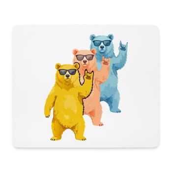 Bären Rock On Sonnenbrille Aquarell - Mousepad (Querformat) - Weiß - Vorne