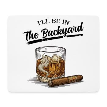Whiskyglas und Zigarre - Mousepad (Querformat) - Weiß - Vorne