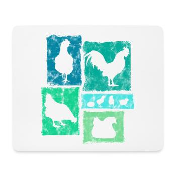 Hühner Retro Grafik für Landwirt und Bauernhof - Mousepad (Querformat) - Weiß - Vorne