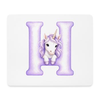 Licorne Violette Lettre H - Tapis de souris (format paysage) - blanc - Devant