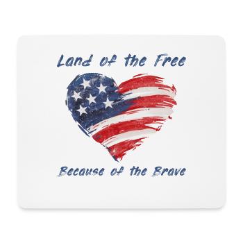 USA Herz - Terre de la liberté grâce aux Braves - Tapis de souris (format paysage) - blanc - Devant