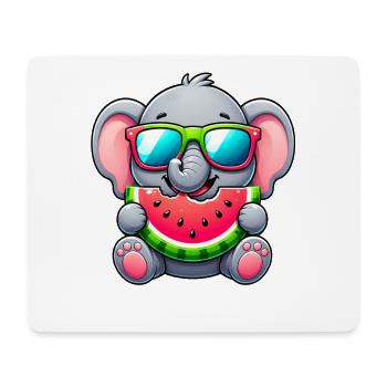 Süßer Elefant mit Wassermelone Cartoon - Mousepad (Querformat) - Weiß - Vorne