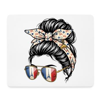 Girl Bun zerzaust den Eiffelturm in Frankreich - Mousepad (Querformat) - Weiß - Vorne