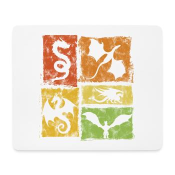 Drachen Grafik - Mystische Fabelwesen Retro Stil - Mousepad (Querformat) - Weiß - Vorne