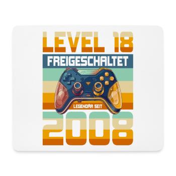 18. Geburtstag Junge Mädchen 2008 Gaming Level 18 - Mousepad (Querformat) - Weiß - Vorne