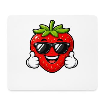 Strawberry smiling cool with sunglasses - Mouse Pad (horizontal) - white - Front