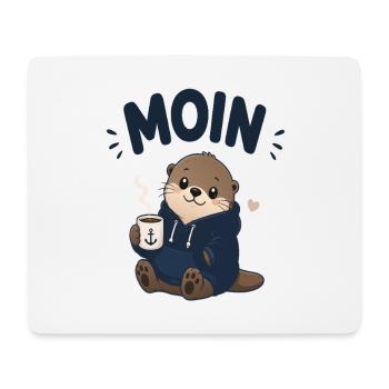 Moin Otter with Coffee Pullover Hoodie - Mouse Pad (horizontal) - white - Front