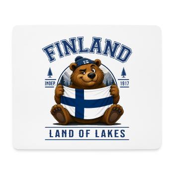 Ours finlandais avec drapeau – Nature nordique - Tapis de souris (format paysage) - blanc - Devant