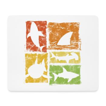 Hai Vintage Silhouetten Grafik - Mousepad (Querformat) - Weiß - Vorne