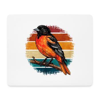Rotkehlchen im Retro Regenbogen Oriole  - Mousepad (Querformat) - Weiß - Vorne