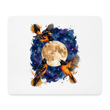 Moonlit night robins in a sea of stars - Mouse Pad (horizontal) - white - Front