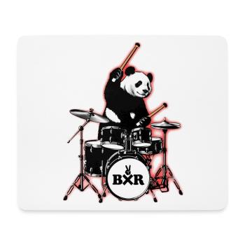 Panda Bär Drummer mit Drumset BXR mit Schlagzeug - Mousepad (Querformat) - Weiß - Vorne