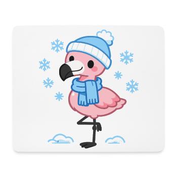Winter Flamingo mit Schal - Mousepad (Querformat) - Weiß - Vorne