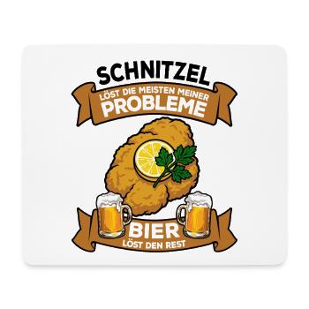 Schnitzel löst Probleme, Bier löst den Rest - Mousepad (Querformat) - Weiß - Vorne