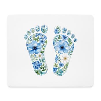 Baby Füße aus Blumen- personalisierbar - Mousepad (Querformat) - Weiß - Vorne