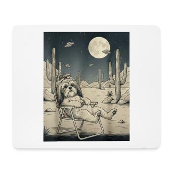 Chien du désert Maltipoo au clair de lune - Tapis de souris (format paysage) - blanc - Devant