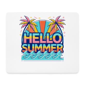 Hallo Sommer Neon Palmen Wellen - Mousepad (Querformat) - Weiß - Vorne