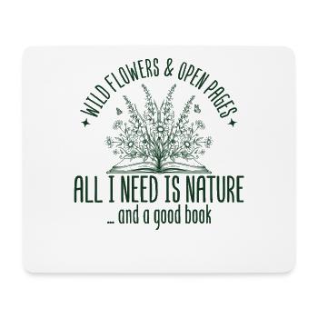 Retro Wildblumen & Buch – Natur Lesen - Mousepad (Querformat) - Weiß - Vorne