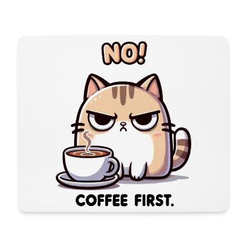 NON! Café d’abord ! Chat mignon. - Tapis de souris (format paysage) - blanc - Devant