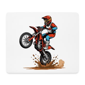 Motocross Sprung im Schlamm - Mousepad (Querformat) - Weiß - Vorne