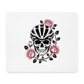 Rennrad Totenkopf Rosen Geschenkidee für Rennrad - Mousepad (Querformat) - Weiß - Vorne