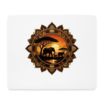 Mandala du Coucher de Soleil de l’Éléphant - Tapis de souris (format paysage) - blanc - Devant