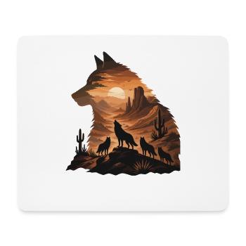 Desert Wolf Sunset Silhouette - Mouse Pad (horizontal) - white - Front