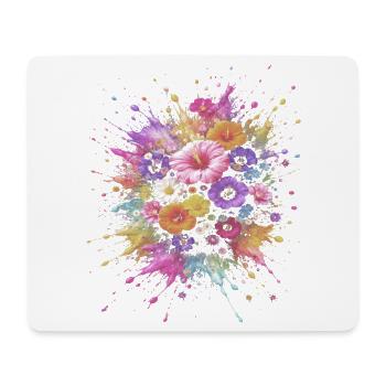 Mehrfarbige Blumenstrauß-Splash-Art - Mousepad (Querformat) - Weiß - Vorne