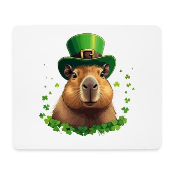 Kleeblatt Capybara unter St Patrick Hut - Mousepad (Querformat) - Weiß - Vorne