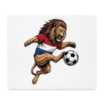 Lion Striker Kicking the Ball Dutch Flag  - Mouse Pad (horizontal) - white - Front