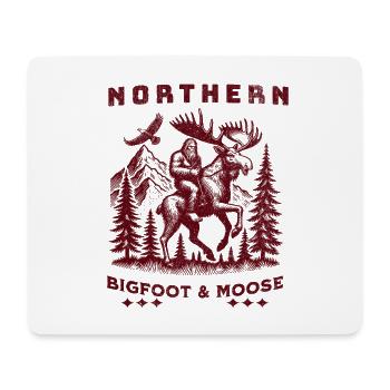 Northern Bigfoot & Moose in Pines - Mouse Pad (horizontal) - white - Front