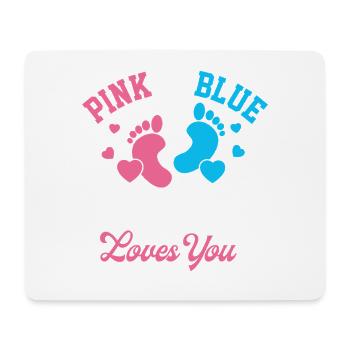 Pink Or Blue Daddy Loves You Gender Reveal - Mouse Pad (horizontal) - white - Front