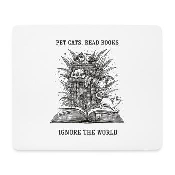 Les chats lisent des livres Ignorent le Livre du Chat du Monde - Tapis de souris (format paysage) - blanc - Devant