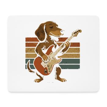 Dog with electric guitar in retro band - Mouse Pad (horizontal) - white - Front