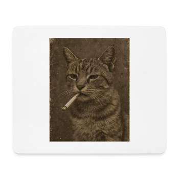 Cat cat with cigarette - Mouse Pad (horizontal) - white - Front