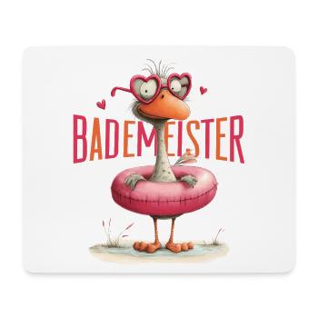 Bademeister Lustiger Vogel mit Schwimmring  - Mousepad (Querformat) - Weiß - Vorne