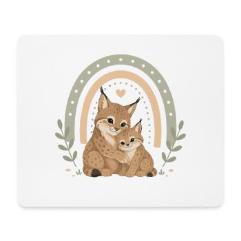 Luchs Familie mit Boho Regenbogen - Mousepad (Querformat) - Weiß - Vorne
