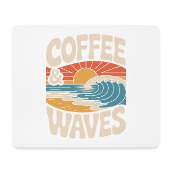Kaffee Wellen Surfen Coffee & Waves Surfer Strand - Mousepad (Querformat) - Weiß - Vorne
