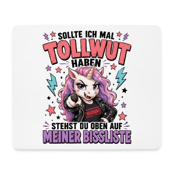 Tollwut Einhorn mit bissiger Ironie - Mousepad (Querformat) - Weiß - Vorne