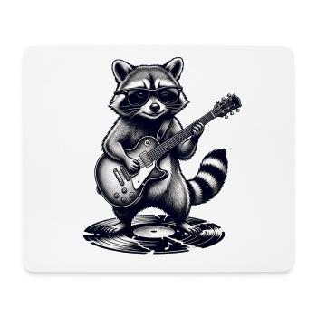 A Funny Raccoon with Guitar on Music LP - Mouse Pad (horizontal) - white - Front