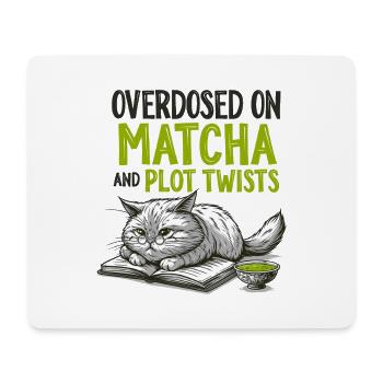 Cat Book Matcha Shirt Gift for Bookworms - Mouse Pad (horizontal) - white - Front