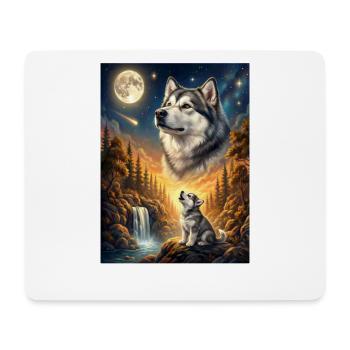 Howling to the Moon Meme Dog Alaskan Malamute - Mouse Pad (horizontal) - white - Front