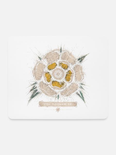 Das Yorkshire White Rose Vintage-Emblem-Design - Mousepad (Querformat) - Weiß