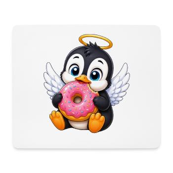 Dessin animé mignon ange et pingouin - Tapis de souris (format paysage) - blanc - Devant