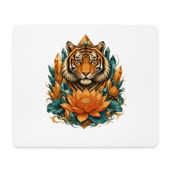 Tigre dans le lotus de cristal - Tapis de souris (format paysage) - blanc - Devant